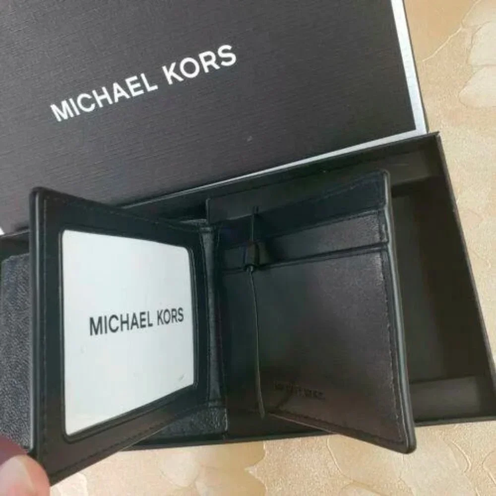 S Michael Kors Billfold Wallet Box Set Black Flame Red Logo 36H1LGFF1B
